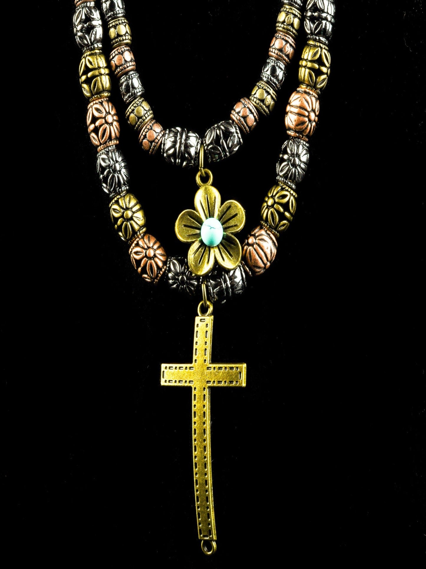 A Cross To Bare - Cowhide Rope Necklace