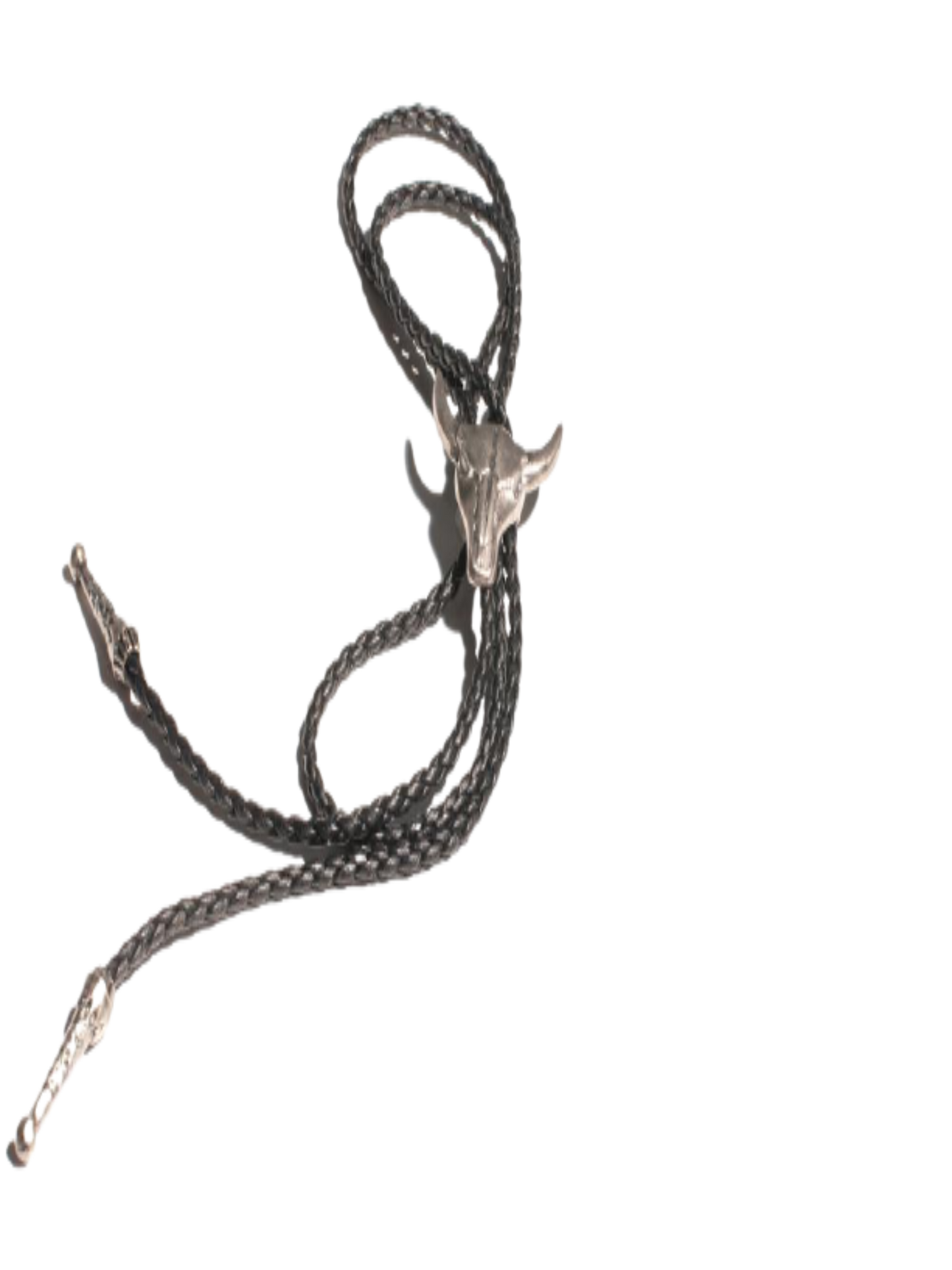 Silver Steer Bolo - Cowhide Rope Necklace
