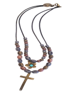 A Cross To Bare - Cowhide Rope Necklace