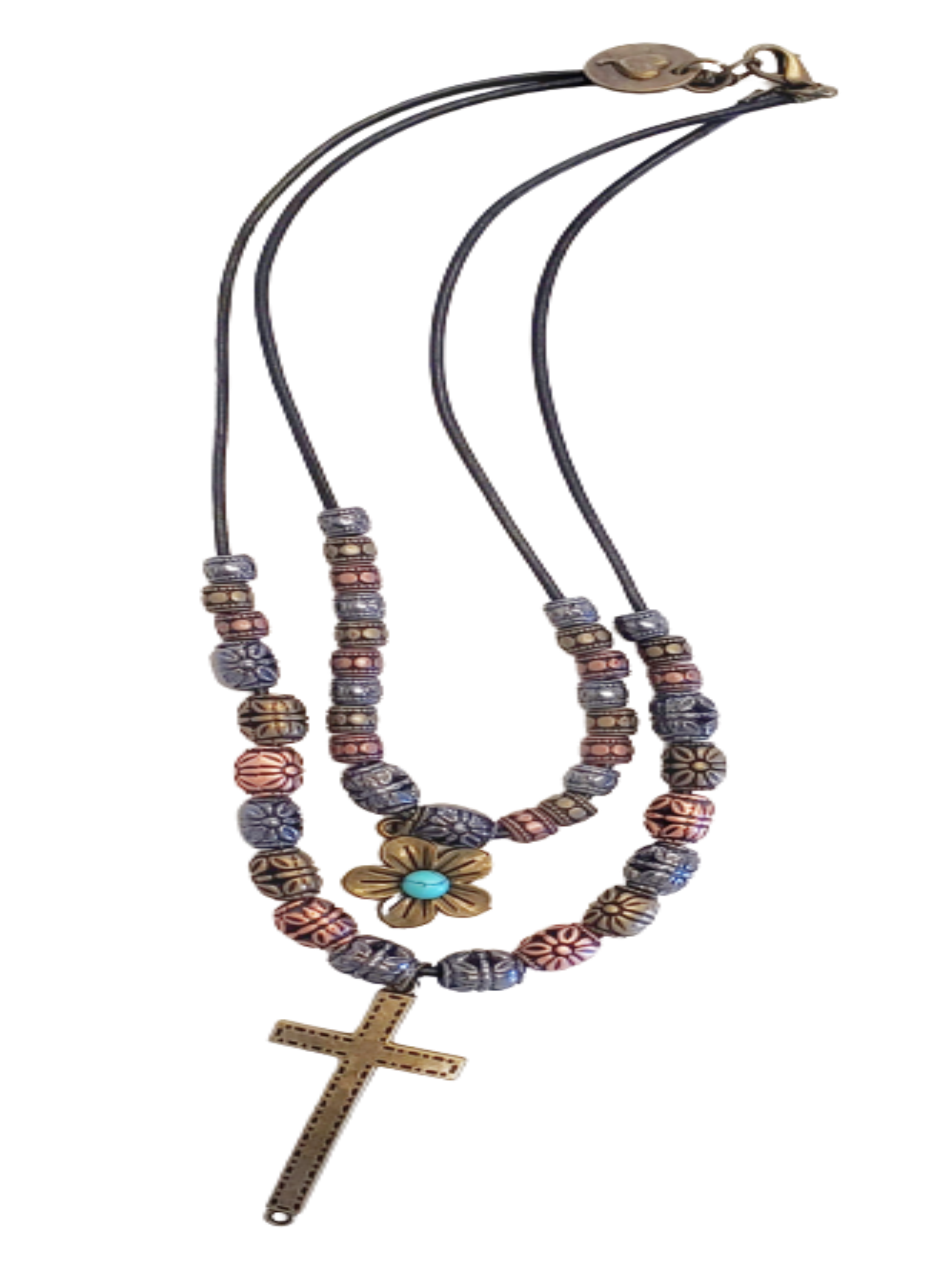 A Cross To Bare - Cowhide Rope Necklace