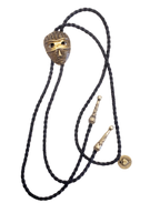 Bronze Masquerade Bolo - Cowhide Rope Necklace