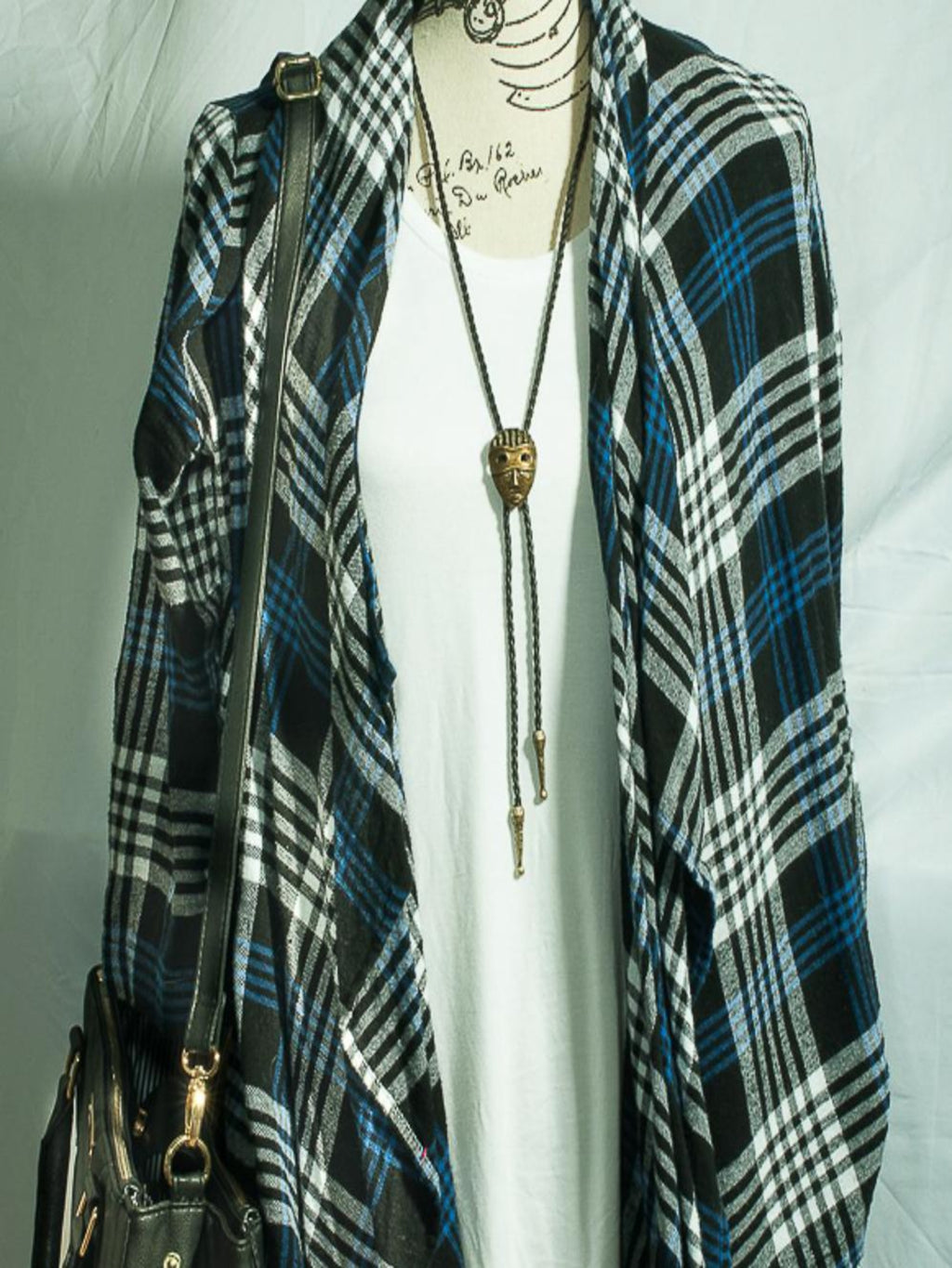 Bronze Masquerade Bolo - Cowhide Rope Necklace