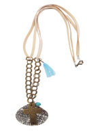 Cross Over To Sunday - Leather & Chain Necklace