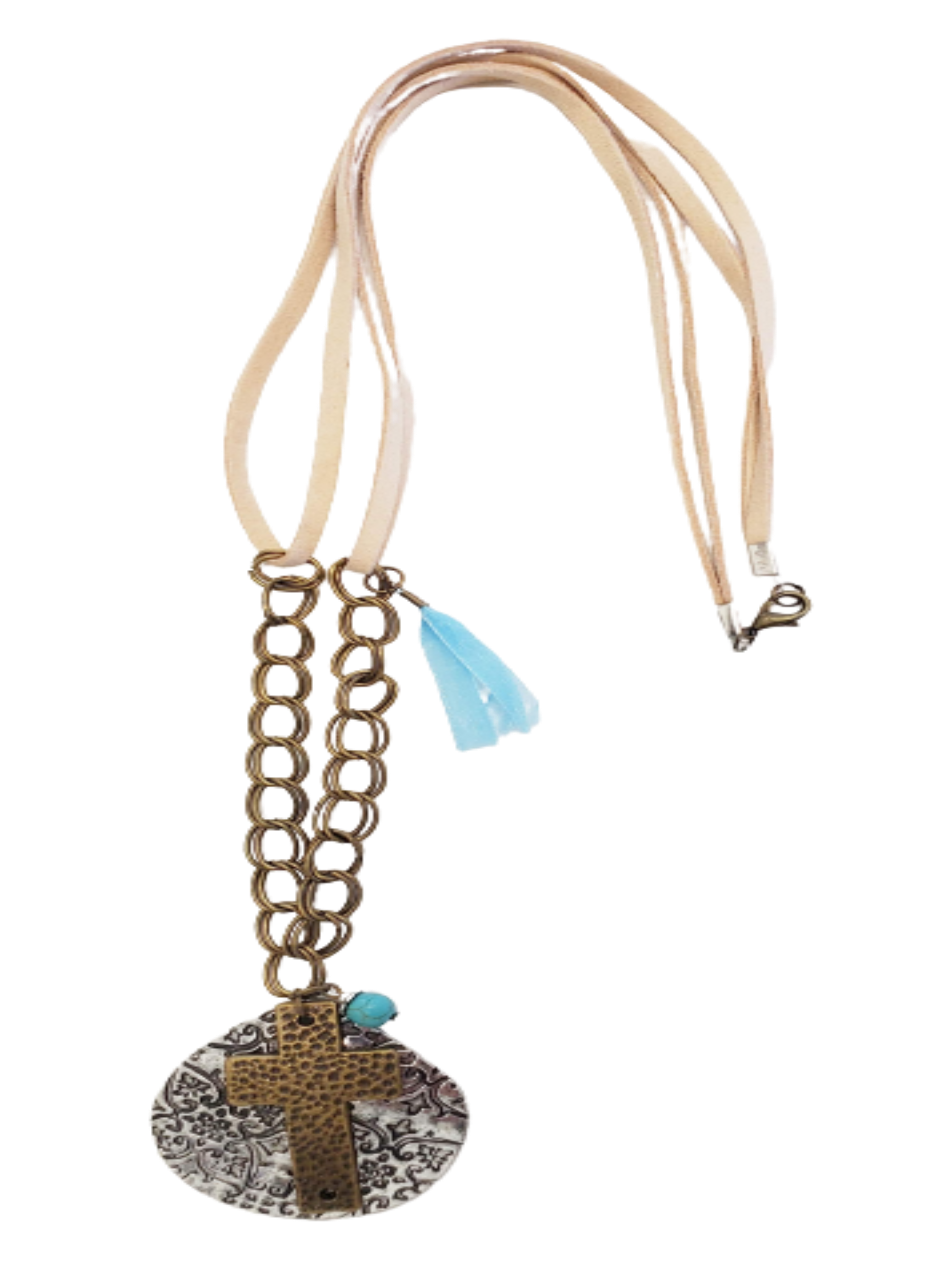 Cross Over To Sunday - Leather & Chain Necklace