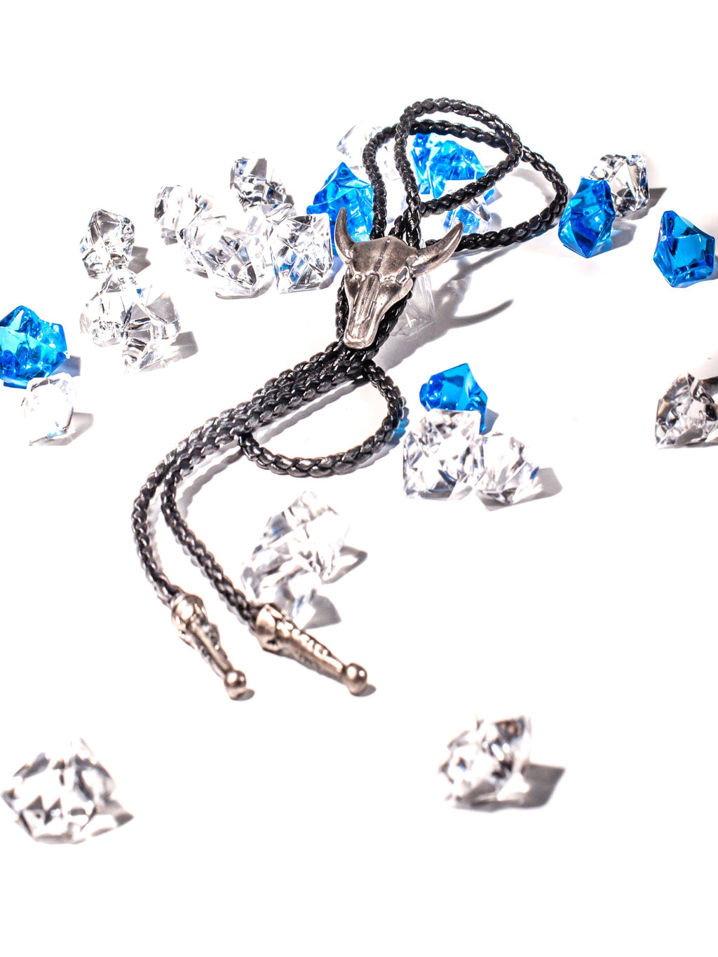 Silver Steer Bolo - Cowhide Rope Necklace