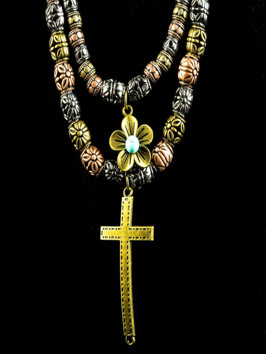 A Cross To Bare - Cowhide Rope Necklace