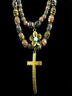 A Cross To Bare - Cowhide Rope Necklace