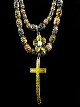 Load image into Gallery viewer, A Cross To Bare - Cowhide Rope Necklace
