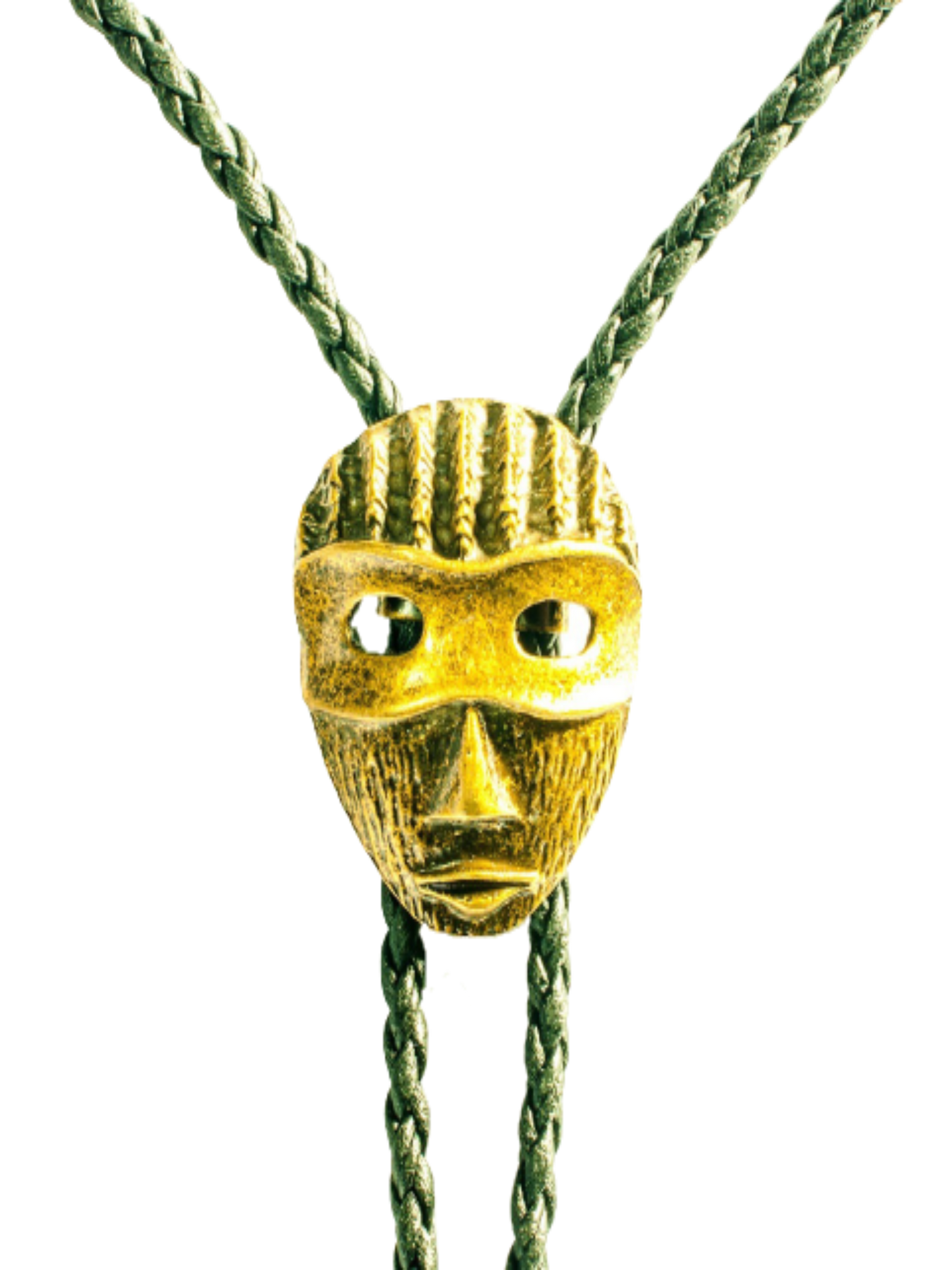 Bronze Masquerade Bolo - Cowhide Rope Necklace