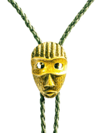 Bronze Masquerade Bolo - Cowhide Rope Necklace