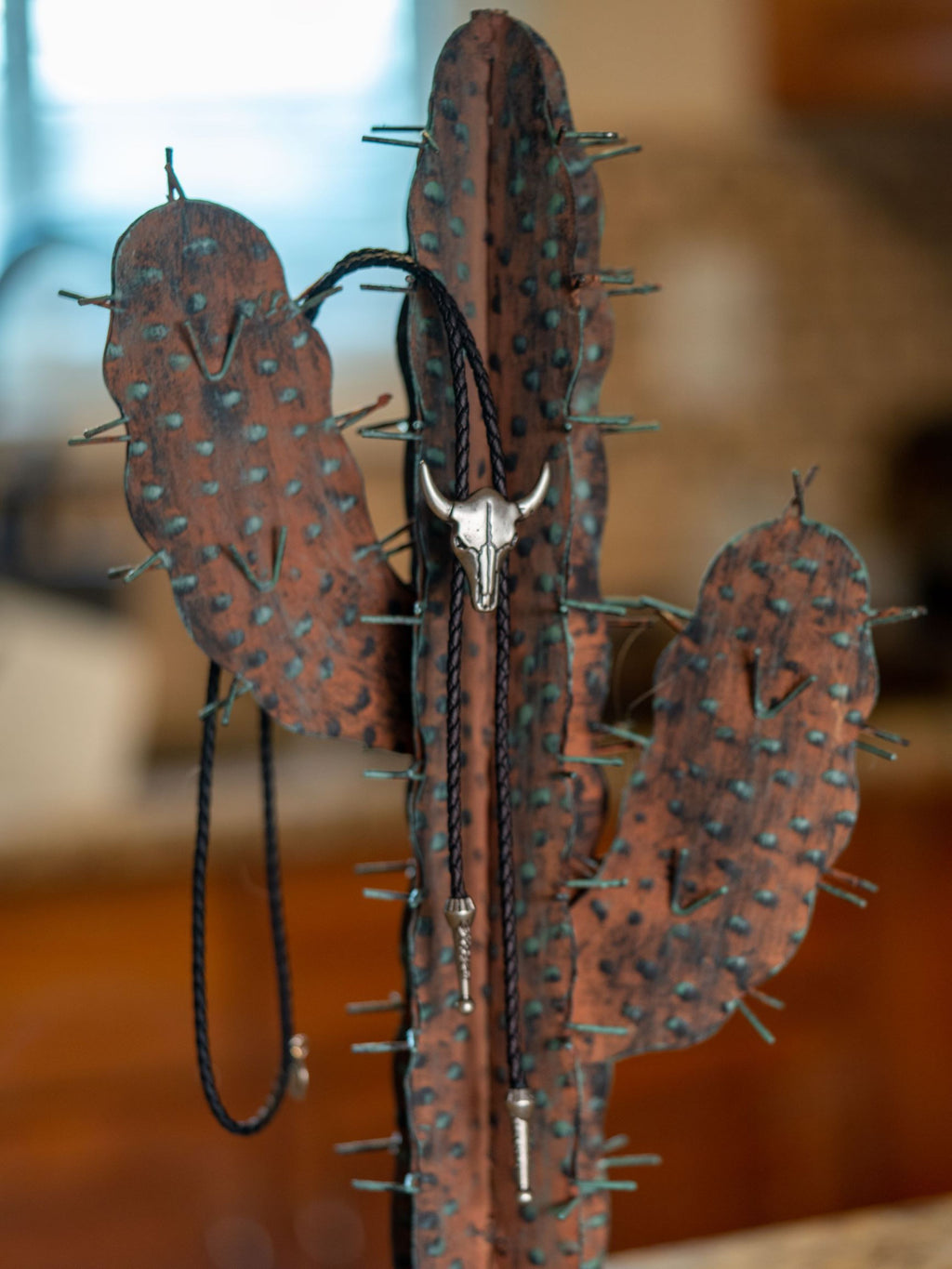 Silver Steer Bolo - Cowhide Rope Necklace