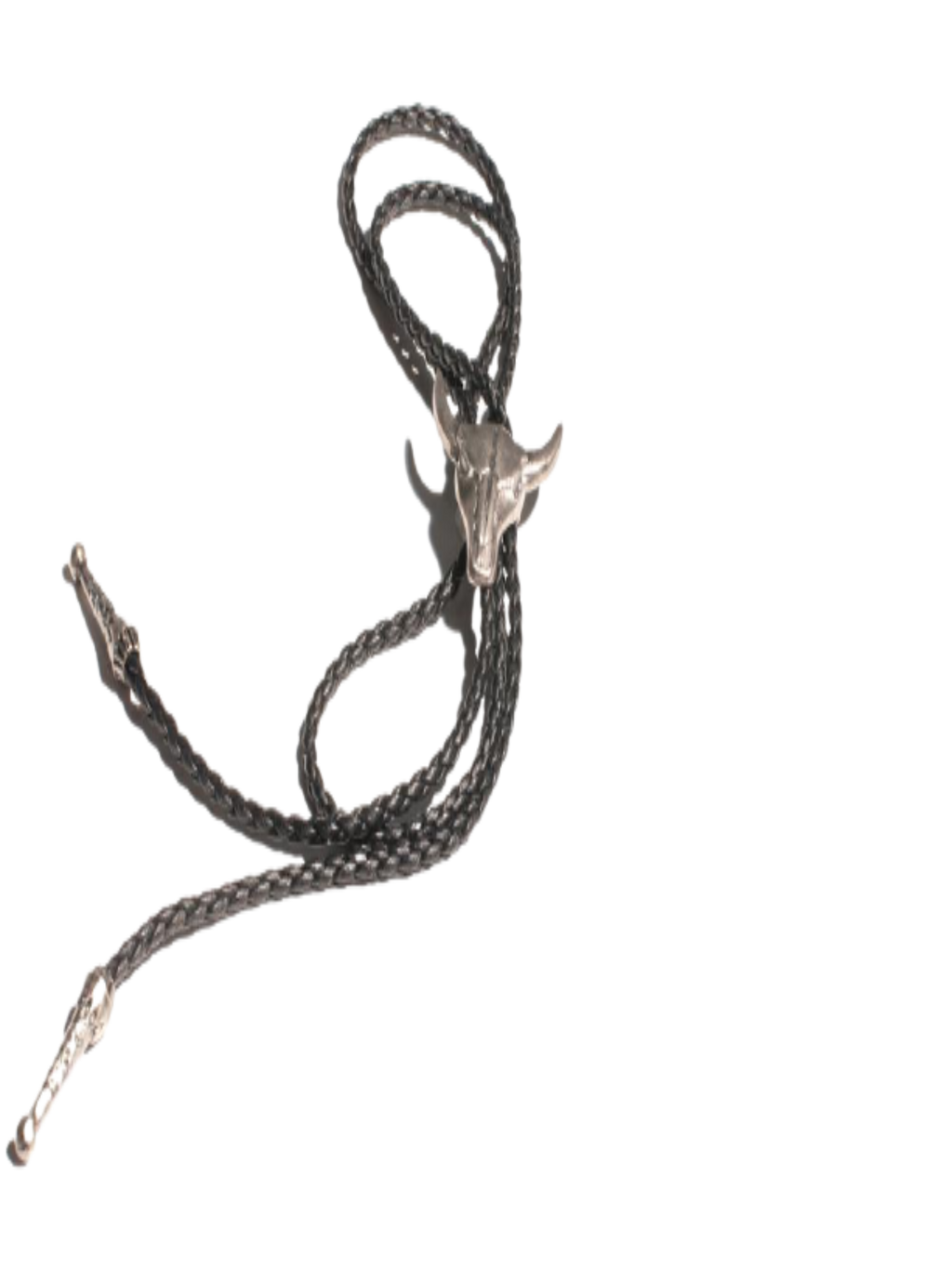 Silver Steer Bolo - Cowhide Rope Necklace