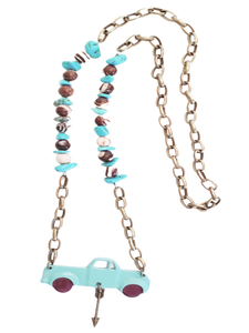 Turquoise Retro Truck - Chain Necklace