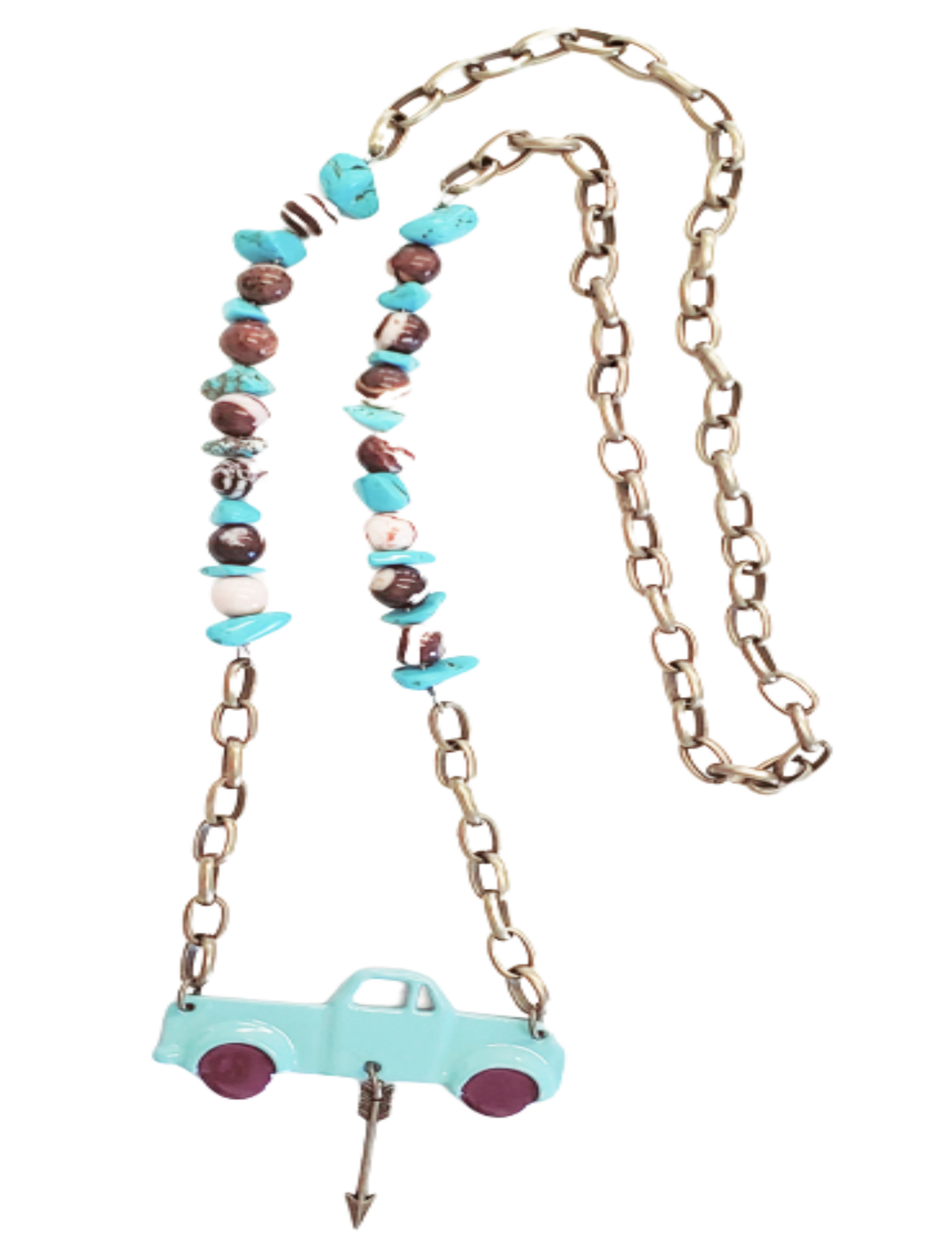 Turquoise Retro Truck - Chain Necklace