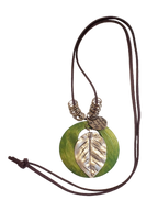 Wooden You Leaf - Brown Leather Necklace